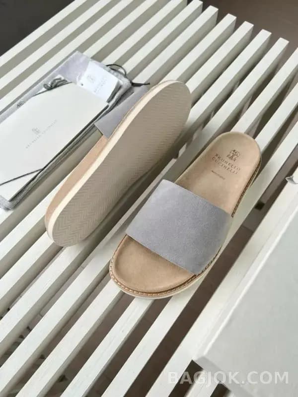 보스넬로쿠치넬리 보스넬로 쿠치넬리 스웨이드 원밴드 슬라이드 슬리퍼 상세 이미지