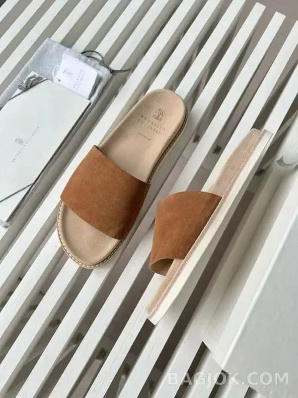 보스넬로쿠치넬리 보스넬로 쿠치넬리 스웨이드 원밴드 슬라이드 슬리퍼 상세 이미지
