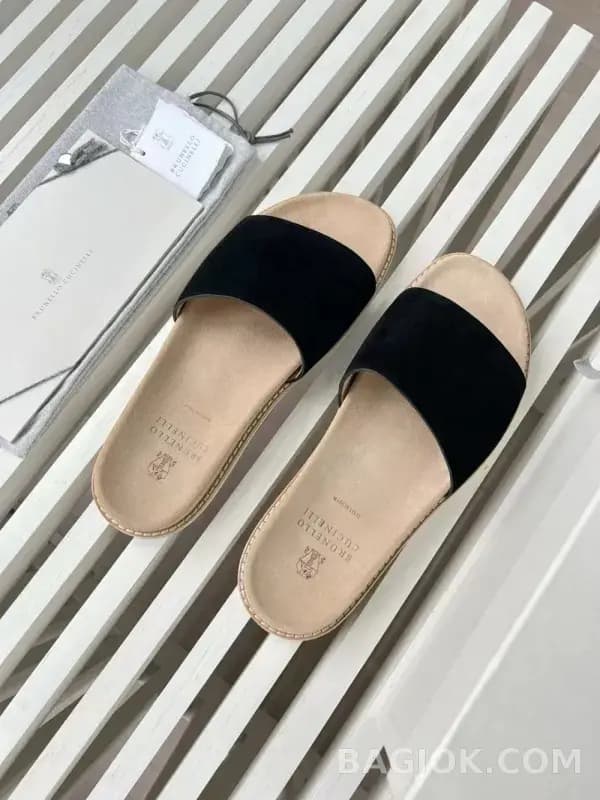 보스넬로쿠치넬리 보스넬로 쿠치넬리 스웨이드 원밴드 슬라이드 슬리퍼 상세 이미지