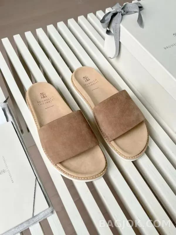 보스넬로쿠치넬리 보스넬로 쿠치넬리 스웨이드 원밴드 슬라이드 슬리퍼 상세 이미지